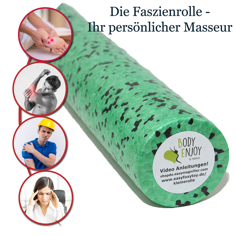 Body Enjoy kleine Faszienrolle Gruen 6cmx33cmfuesse arme schultern kopf