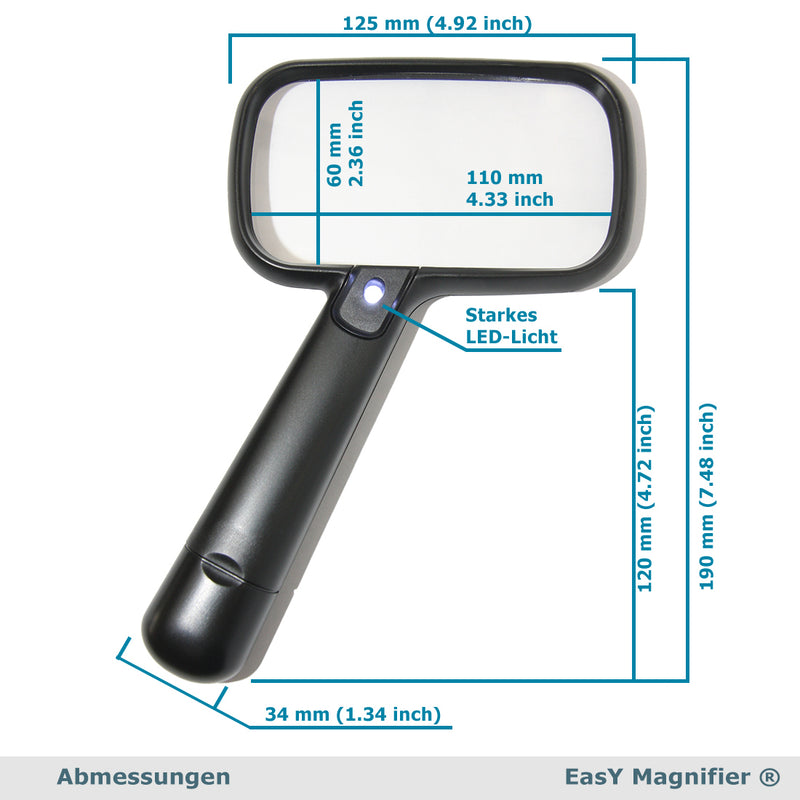  EasY Magnifier Grosse rechteckige Leselupe abmessungen