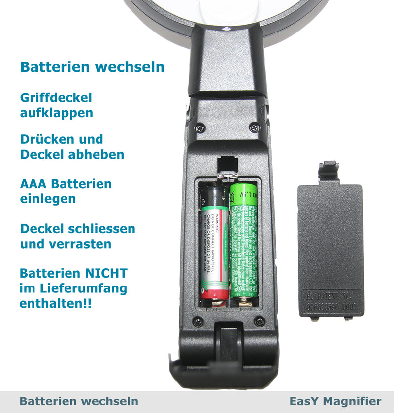 EasY Magnifier Tisch Leselupe mit Standfuß batterien