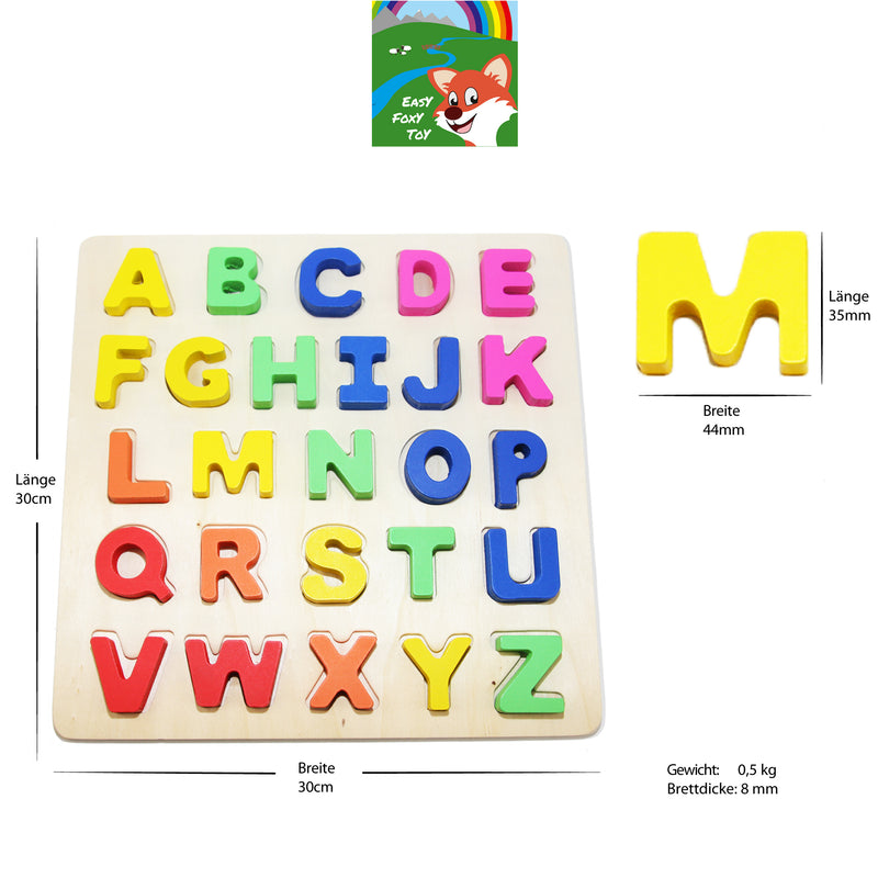 easy foxy toy alphabet holzpuzzle fuer kinder ab 3 jahre abmessungen