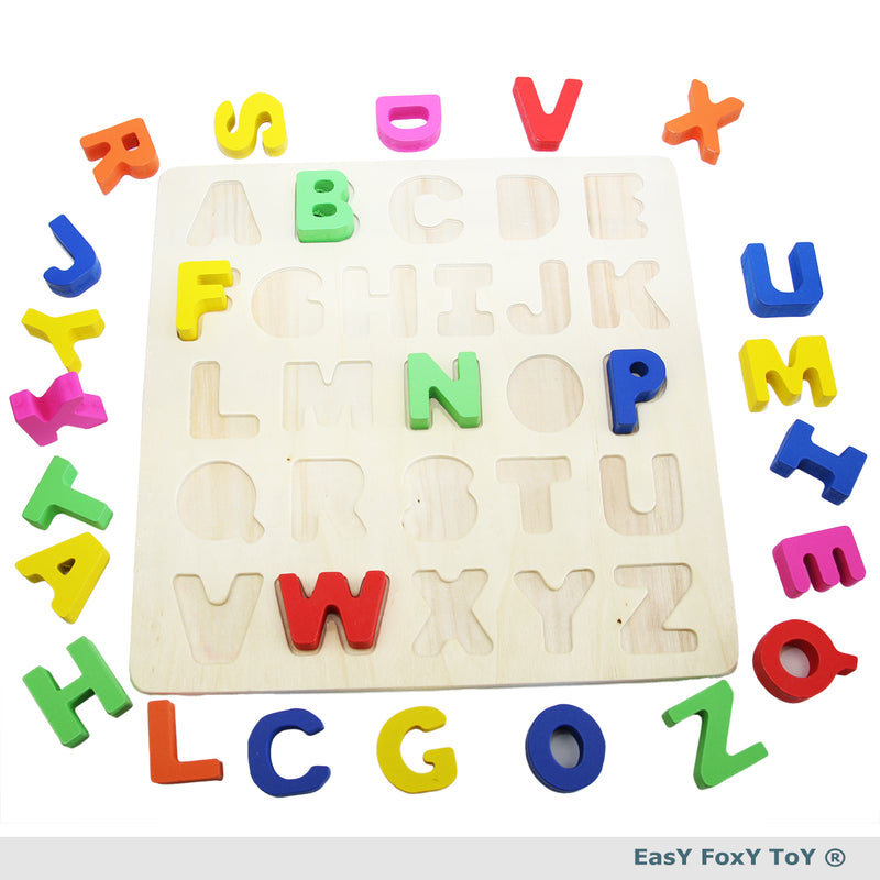 easy foxy toy alphabet holzpuzzle fuer kinder ab 3 jahre spielzeug